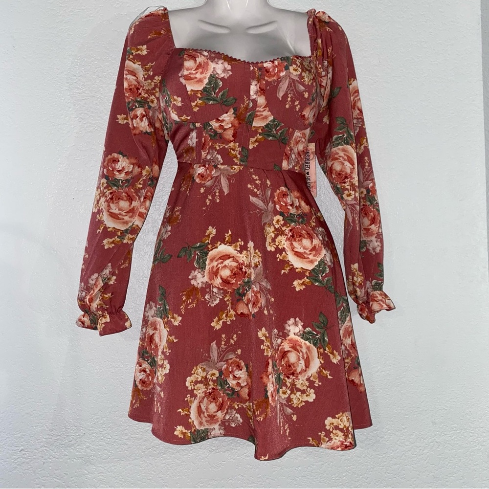 Inspired Hearts Juniors Floral Print Knit Dress Size M